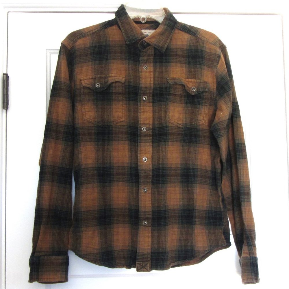 Dakota Grizzly Plaid Flannel Shirt, Brown Green Black, Size Medium